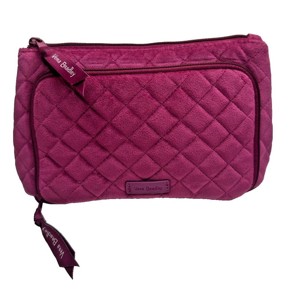 Vera Bradley Compact Organizer Magenta Pink‎ velvet case Makeup Zippered